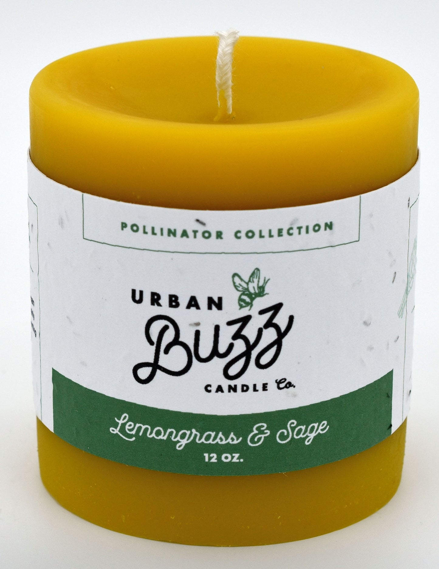 Lemongrass & Sage 12 oz. Beeswax Pillar Candle - Urban Buzz